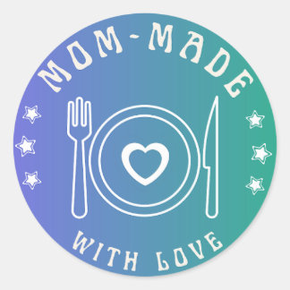 Sticker Rond Bleu Gradient maman fait avec l'autocollant d'amou