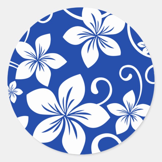 STICKER ROND BLEU HAWAII (BLEU ROYAL) (Devant)