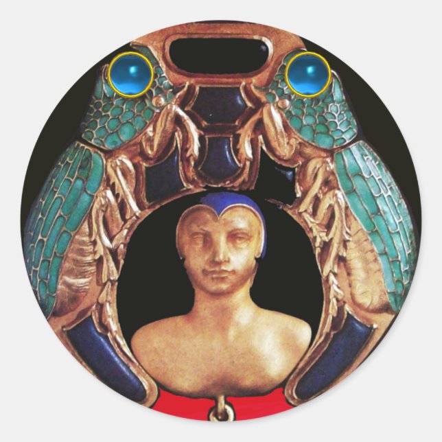 Sticker Rond Bleu Lady Bug, Lapis et Sapphire Gem Pierre Monogr (Devant)
