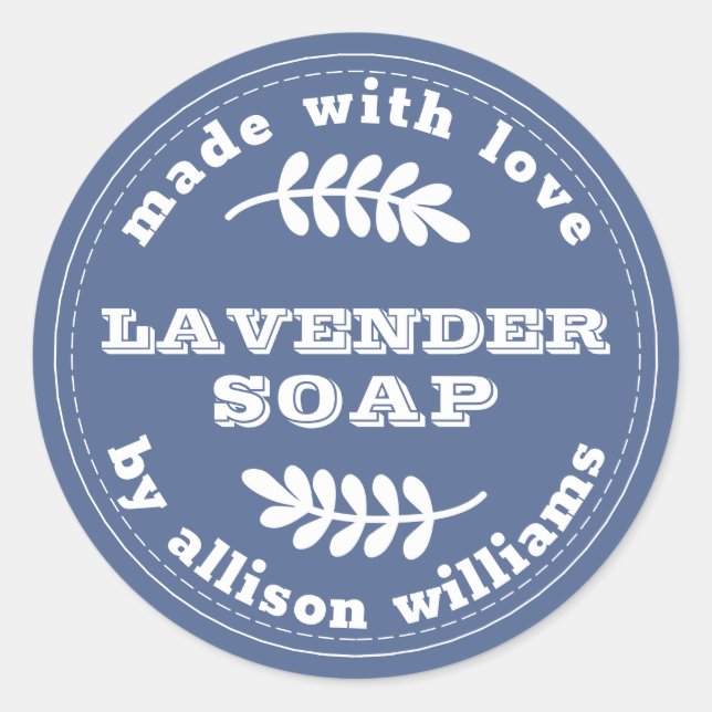 Sticker Rond Bleu lavande personnalisé (Devant)