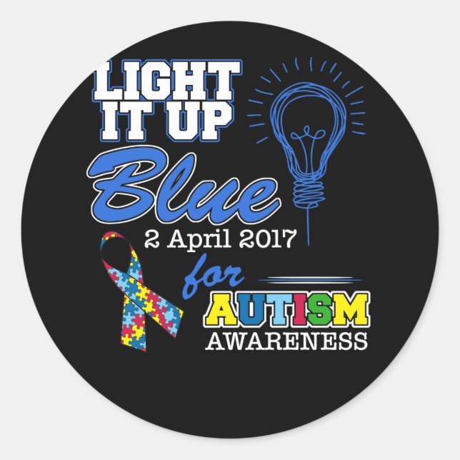 Sticker Rond Bleu Lumière Pour Sensibilisation sur l'autisme Av (Devant)