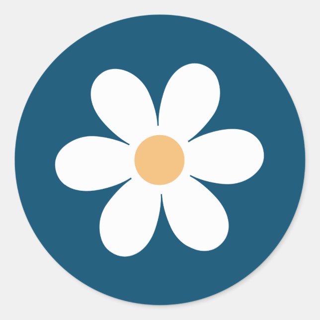 Sticker Rond bleu marguerite rétro (Devant)