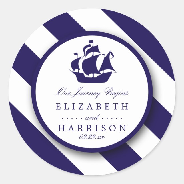 Sticker Rond Bleu Mariage de navire marine (Devant)
