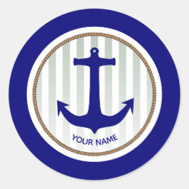 Sticker Rond Bleu marine Ancres nautiques
