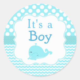 Sticker Rond Bleu mignon Parent & Baleine Enfante