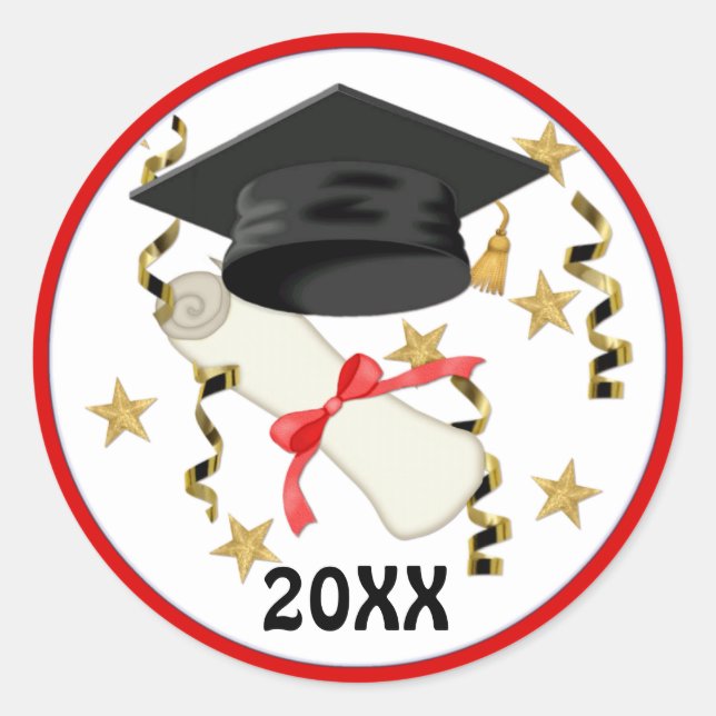 Sticker Rond Bleu mortier et diplôme (Devant)
