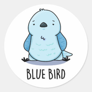 Sticker Rond Bleu Oiseau amusant jeu animal