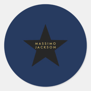 Sticker Rond Bleu Or Couleurs Professionnel Tendance Étoile Noi