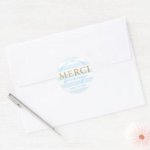 Sticker Rond Bleu Or Grandes Bleues Merci Beaucoup