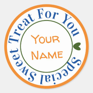 Sticker Rond Bleu orange Vert spécial sucré Treat pour vous