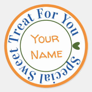 Sticker Rond Bleu orange Vert spécial sucré Treat pour vous