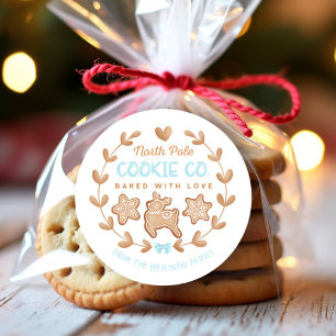 Sticker Rond Bleu pain d'épices Noël Échange de cookies