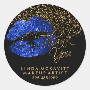 Sticker Rond Bleu Parties scintillant Lipstick - Merci