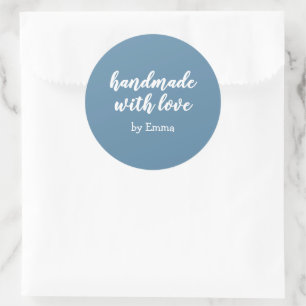 Sticker Rond Bleu Personnalisé Fabriqué à la main avec Amour Mi