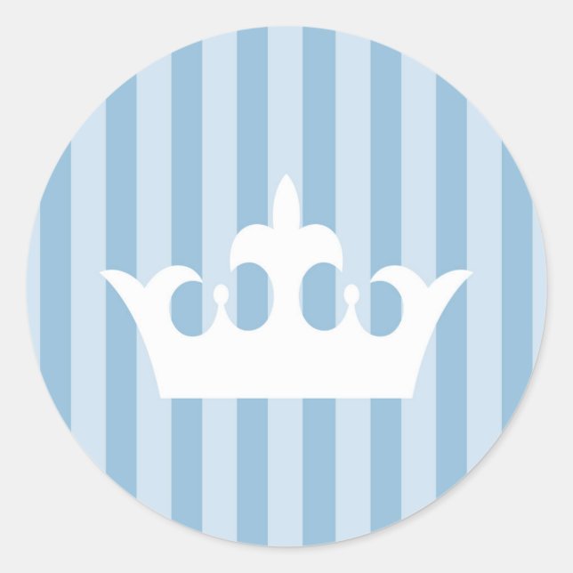 Sticker Rond Bleu Petit Prince Couronne Bébé (Devant)