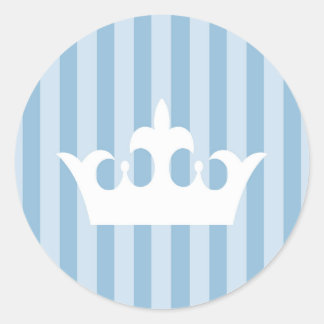 Sticker Rond Bleu Petit Prince Couronne Bébé