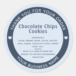 Sticker Rond Bleu Poudre Droit de chalet Ingrédient Cookie Stic