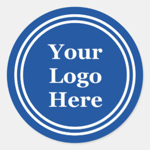 Sticker Rond Bleu profond avec double bordure blanche Votre log