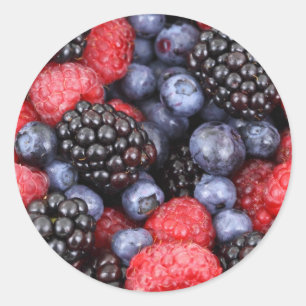 Sticker Rond Bleu rouge frais et Baies pourpres