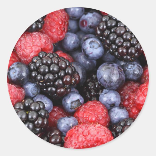Sticker Rond Bleu rouge frais et Baies pourpres (Devant)
