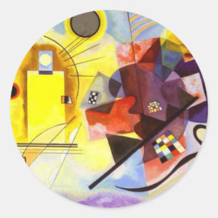 Sticker Rond Bleu rouge jaune Kandinsky peinture Abstraite