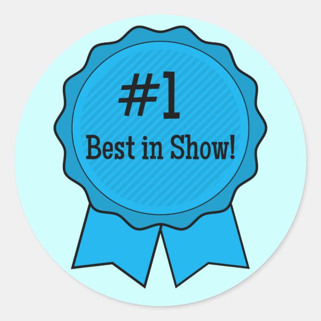 Sticker Rond Bleu ruban meilleur en show (Devant)