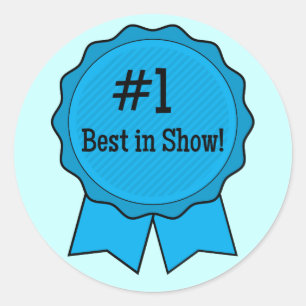 Sticker Rond Bleu ruban meilleur en show