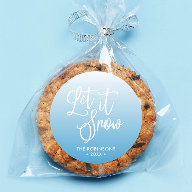 Sticker Rond Bleu Script laissez neiger hiver vacances (Créateur téléchargé)