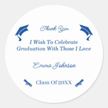 Bleu Simple Et Blanc Customisé Graduation