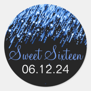 Sticker Rond Bleu sweet sixteen des étoiles