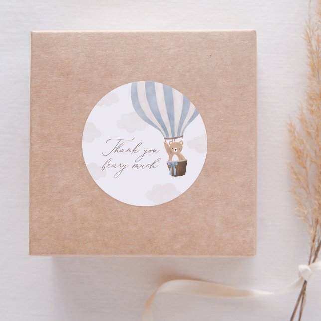 Sticker Rond Bleu Teddy Bear Baby shower à air chaud (Créateur téléchargé)