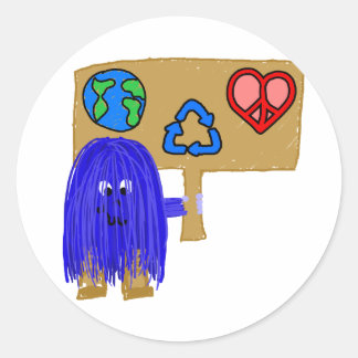 Sticker Rond bleu terre amour paix recycler