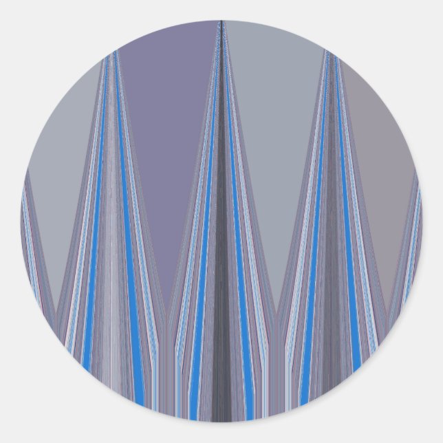 Sticker Rond Bleu, violet, gris Chevron Art Imprimer (Devant)