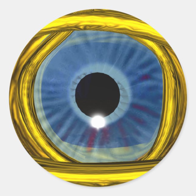 STICKER ROND BLEUE TALISMAN / OEIL OR HORUS (Devant)