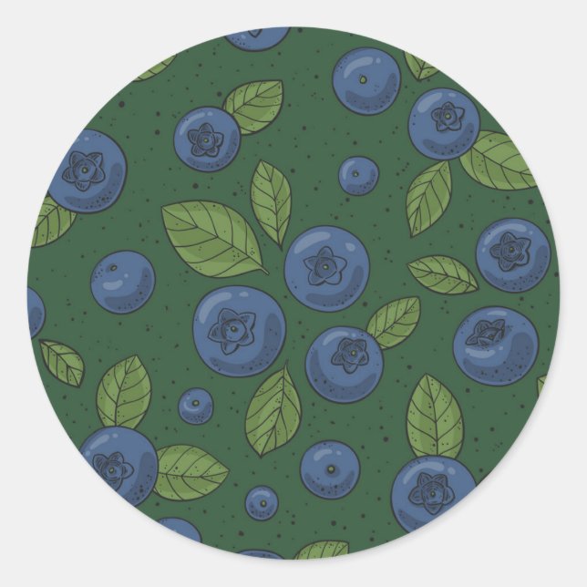 Sticker Rond Bleus sur vert foncé (Devant)