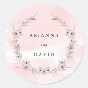 Sticker Rond Bliss aquarelle Couronne florale rose pâle