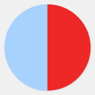 Sticker Rond Bloc de couleur rouge et bleu clair