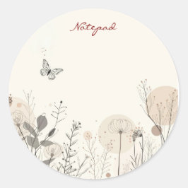 Sticker Rond Bloc-notes orné d'illustrations de plantes sauvage