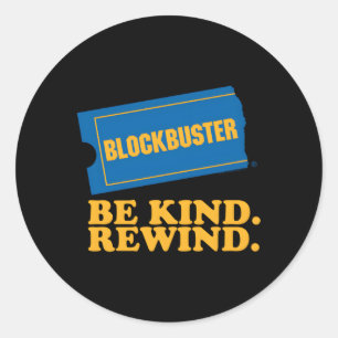 Sticker Rond Blockbuster Be Kind Rewind