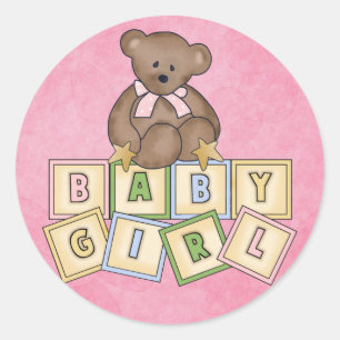 Sticker Rond Blocs de bébé pour les filles