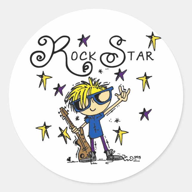 Sticker Rond Blond Boy Rock Star (Devant)