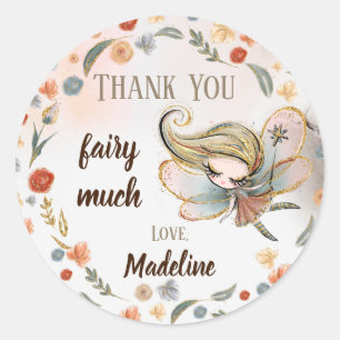 Sticker Rond Blonde Fairy Girl Anniversaire Fête Favoriser Cade