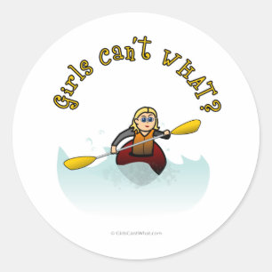 Sticker Rond Blonde Female Kayaker