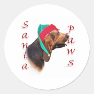 Sticker Rond Bloodhound Père Noël Paws