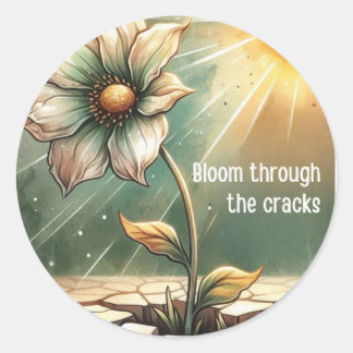 Sticker Rond Blooming in Adversity – Floral Art