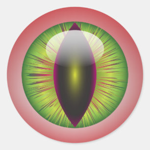 Sticker Rond Blooshot Eyeball Vert Iris Slit Pupil