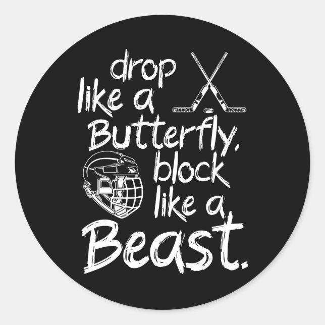 Sticker Rond Bloquer comme un hockeyeur de glace de bête (Devant)