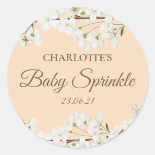 Sticker Rond Blossom Baby Sprinkle Blanc Personnalisé