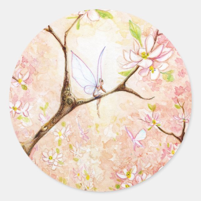 Sticker Rond Blossom de vue rose (Devant)