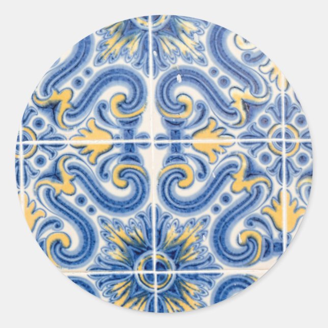 Sticker Rond Blue and yellow tile, Portugal (Devant)